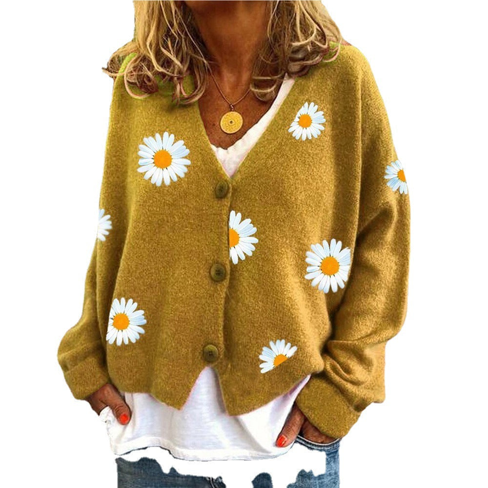 Damen Strickjacke mit floralem Motiv und klassischem Schnitt