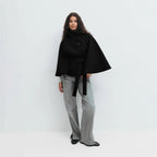 Damen Relaxed Fit Umhangjacke mit Bindegürtel R&B