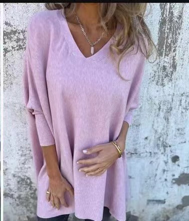 Damen V-Ausschnitt Oversized Pullover R&B