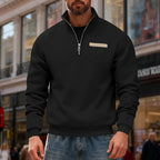 Herren nan Sweatshirt mit halbem Reißverschluss Stehkragen und Brusttasche R&B