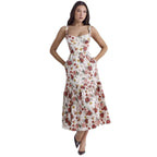 Damen Maxikleid mit floralem Print und voluminösem Rock R&B