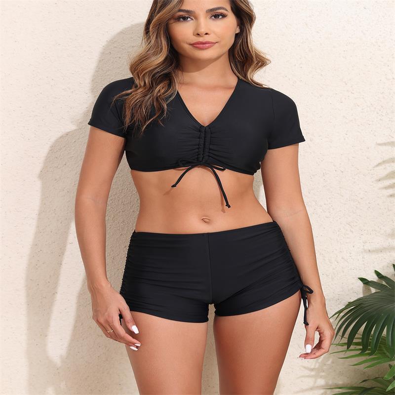 Damen Sportlicher Bikini-Set mit kürzeren Shorts und verstellbarem Oberteil R&B