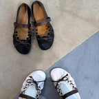 Damen elegante Ballerinas mit modischem Riemen und rutschfester Sohle R&B