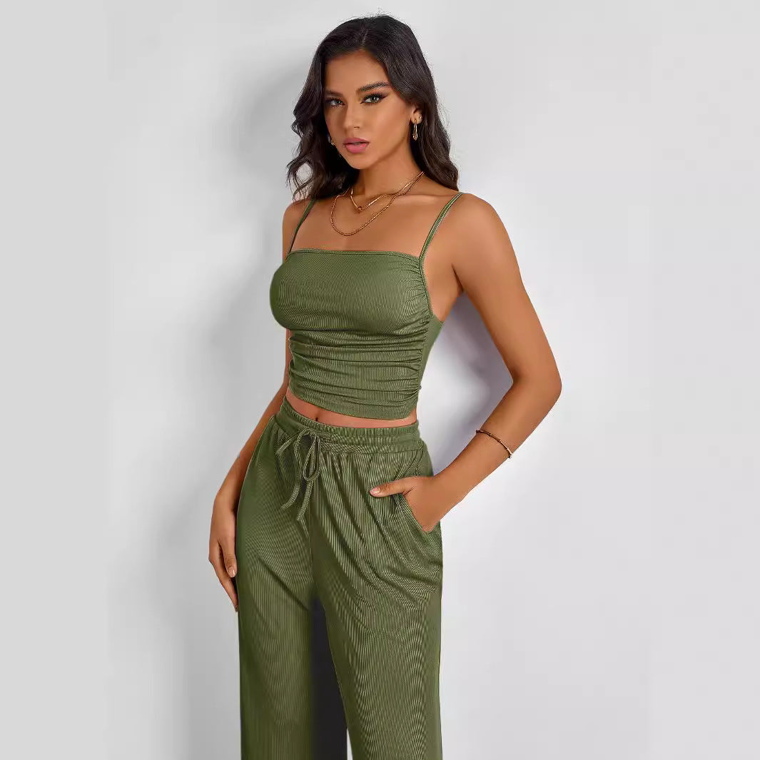 Damen Ripp-Top mit verstellbaren Spaghettiträgern und elastischer Taille R&B