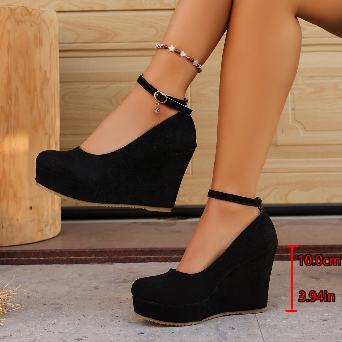 Damen Wedge-Pumps mit dekorativem Riemchen und exzellentem Fußbett R&B