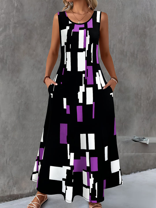 Damen Maxikleid mit buntem Grafikdesign R&B