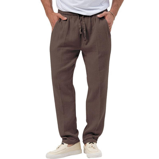 Herren nan lässige Musselin-Freizeithose mit elastischem Bund Kordelzug und seitlichen Eingrifftaschen R&B