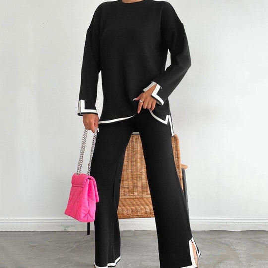 Damen entspannendes Loungewear-Set mit kontrastierenden Saumdetails R&B