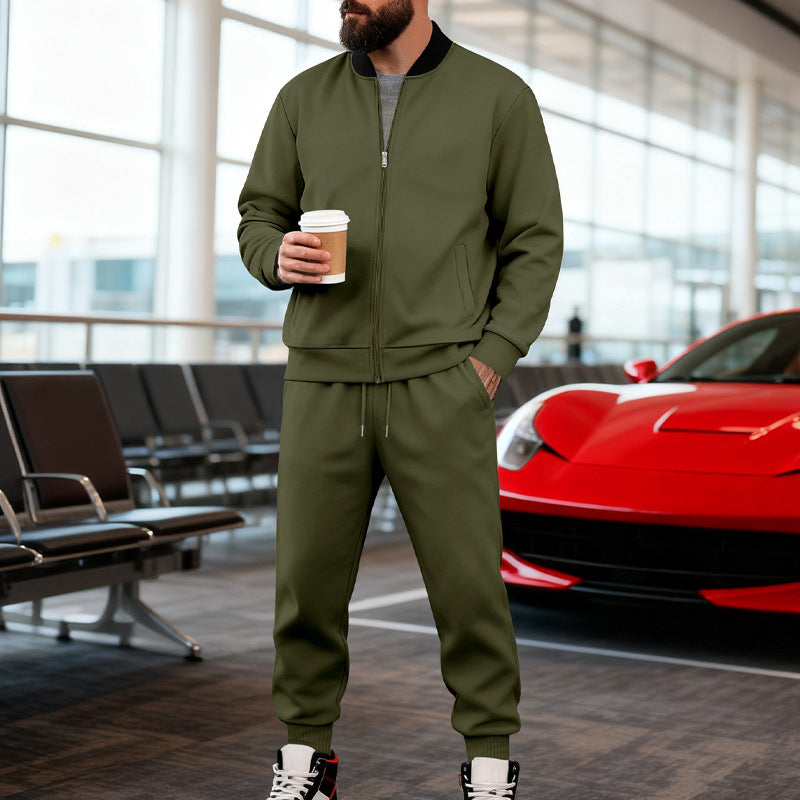 Herren nan sportlicher Freizeitanzug aus weicher Baumwollmischung mit Reißverschlussjacke und elastischer Jogginghose R&B