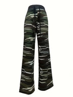 Damen lässige Freizeithose mit elastischem Bund und Camouflage-Design R&B