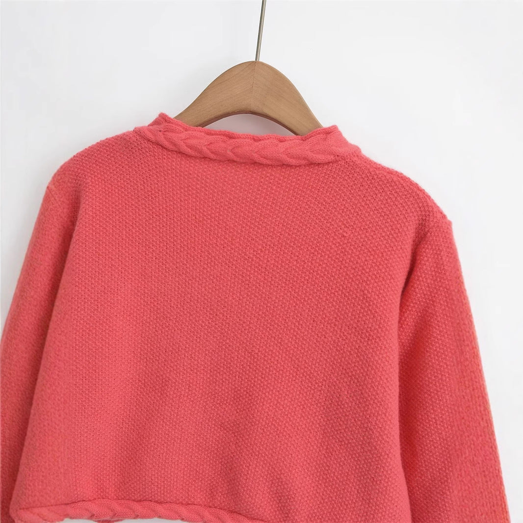 Damen Kurzstrickjacke mit geflochtenen Details und praktischen Taschen R&B