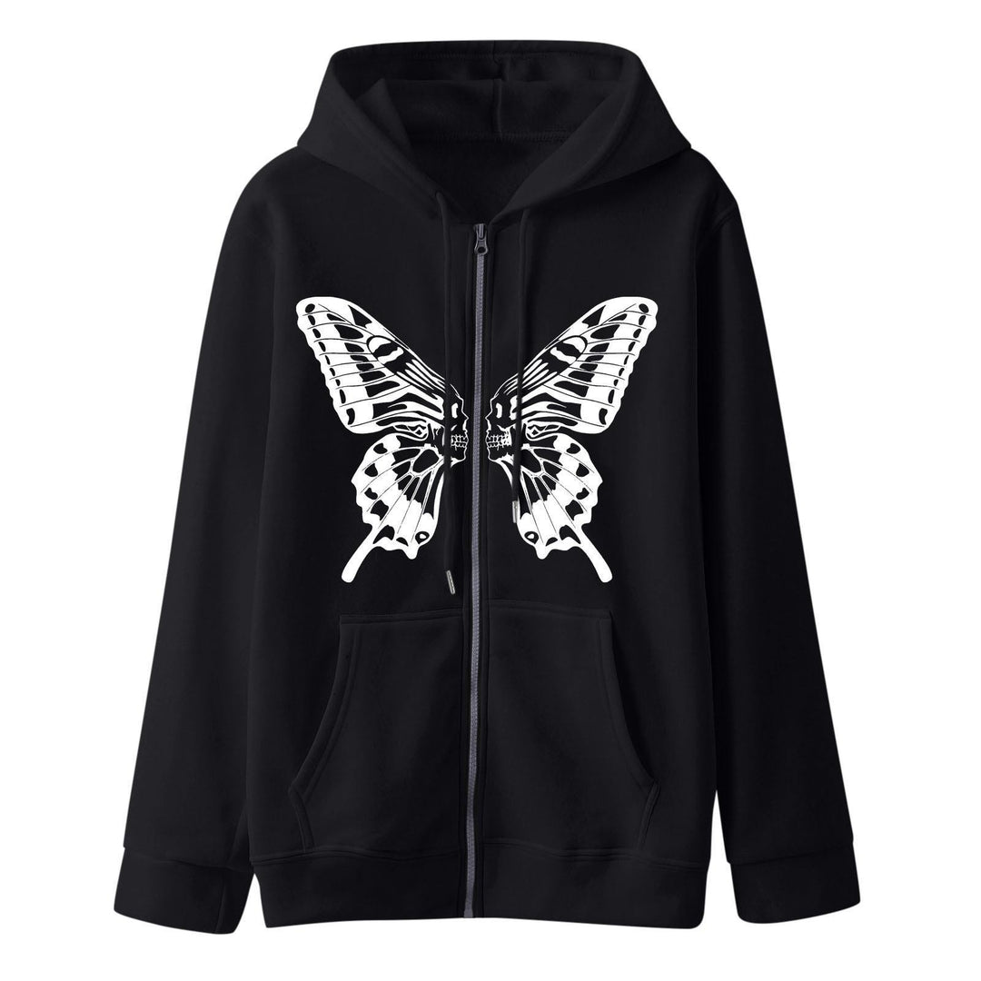 Damen Kapuzensweatjacke mit einzigartigem Schmetterlingsdruck R&B