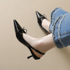 Damen Slingback-Pumps mit modischem Schleifendesign und elegantem Lackfinish