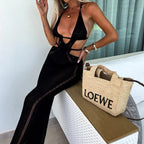 Damen Häkelkleid mit raffinierten Cut-Outs und tiefem V-Ausschnitt R&B