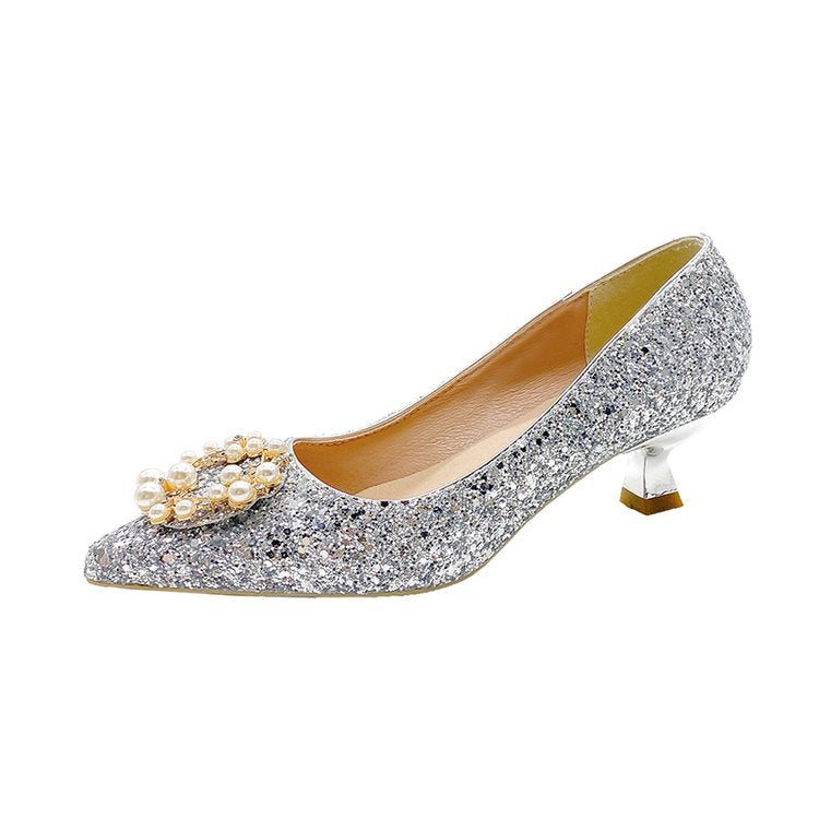 Damen Glamouröse Pumps mit Perlenschmuck R&B