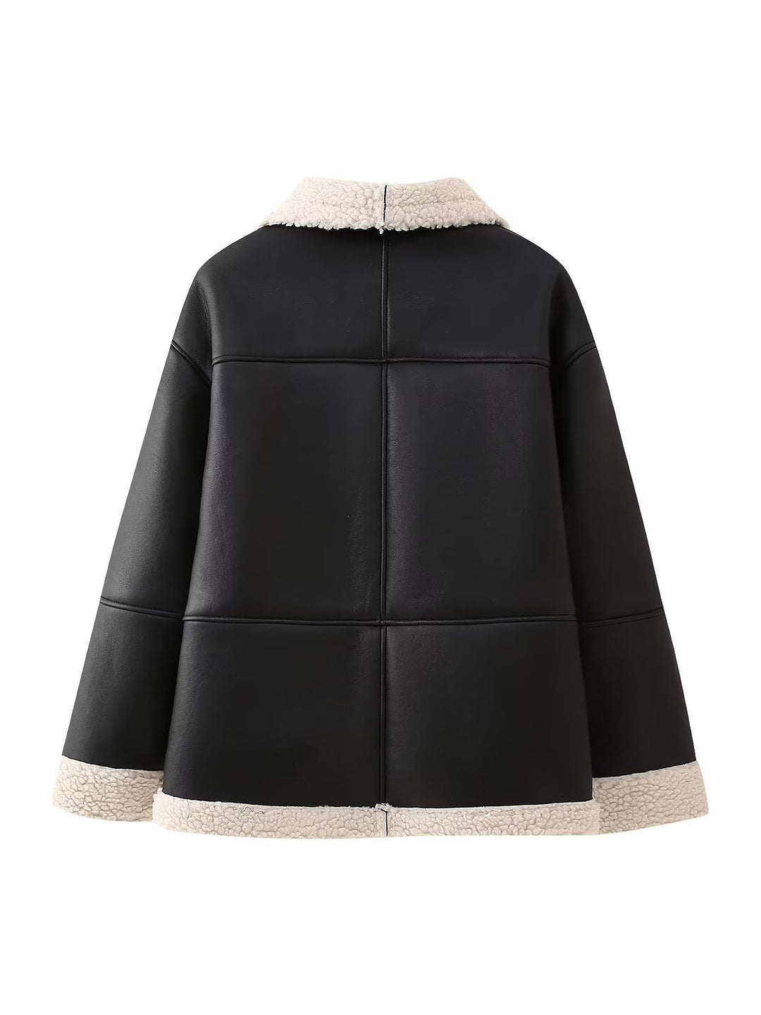 Damen Kunstlederjacke mit kuscheligem Innenfutter und hohem Kragen R&B