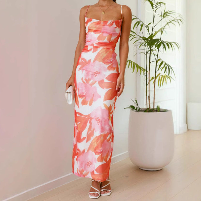 Damen Figurbetontes Maxikleid mit zartem Blumendruck R&B