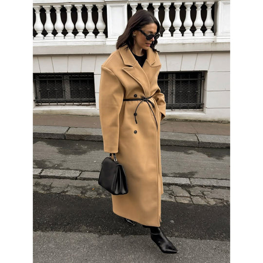 Damen eleganter Wollmantel im modernen Retro-Design R&B