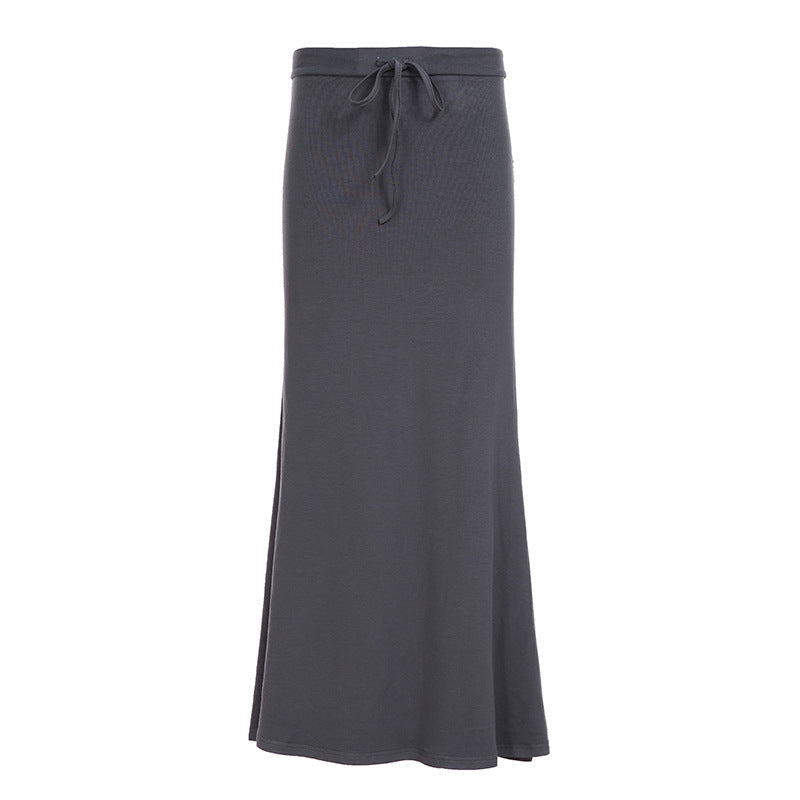 Damen eleganter Maxi-Rock mit verstellbarem Taillenband R&B