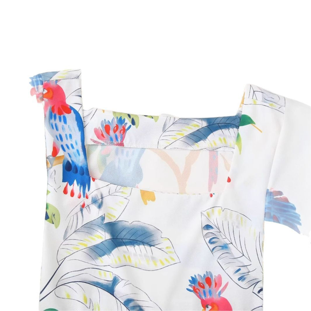 Damen Maxikleid mit floralen Mustern und luftigen Ärmeln R&B