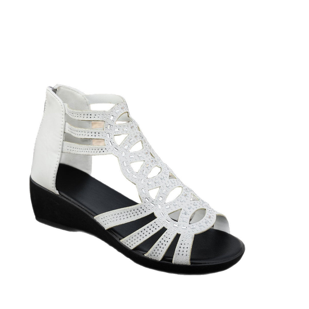 Damen Wedge-Sandalen mit dekorativen Cut-Outs und elastischen Riemen R&B