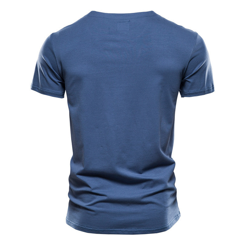 Herren Kurzarm-Shirt mit modernem Henley-Ausschnitt und Brusttasche