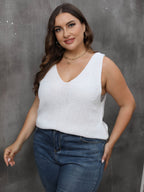 Damen luftiges Stricktop mit V-Ausschnitt R&B