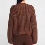 Damen Pullover im groben Strickdesign mit modernen Details