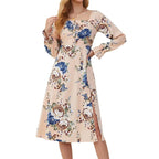 Damen Maxikleid mit floralem Muster und seitlichem Schlitz R&B