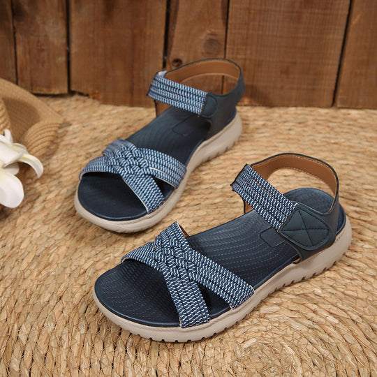 Damen Komfortable Riemchen-Sandalen mit verstellbarem Klettverschluss R&B