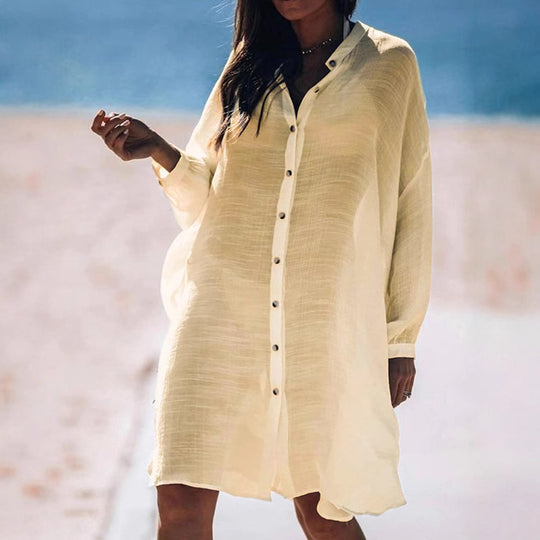Damen Leichtes und luftiges Hemdkleid mit Knopfdetails R&B