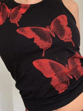Damen ärmelloses Oberteil mit einzigartigem Schmetterlingsdruck R&B