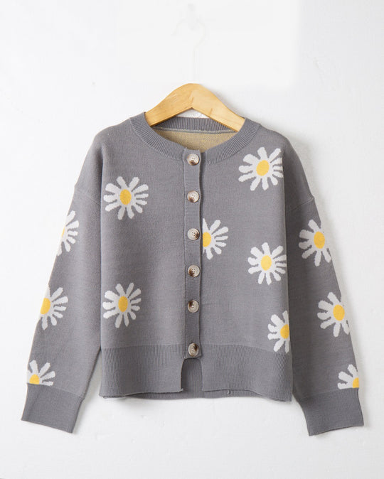 Damen Knopfpullover mit Blumenmuster R&B