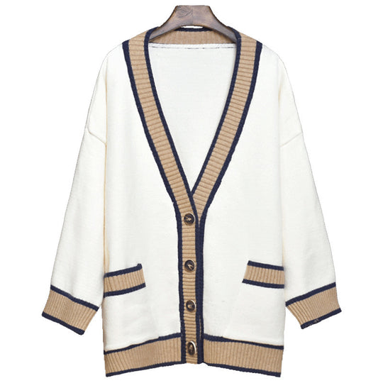 Damen Lässiger Strickcardigan mit attraktiven Kontrastsäumen und praktischen Taschen R&B