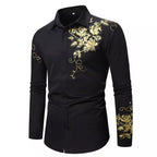 Herren Elegantes Hemd mit floralen Akzenten und glänzenden Details R&B