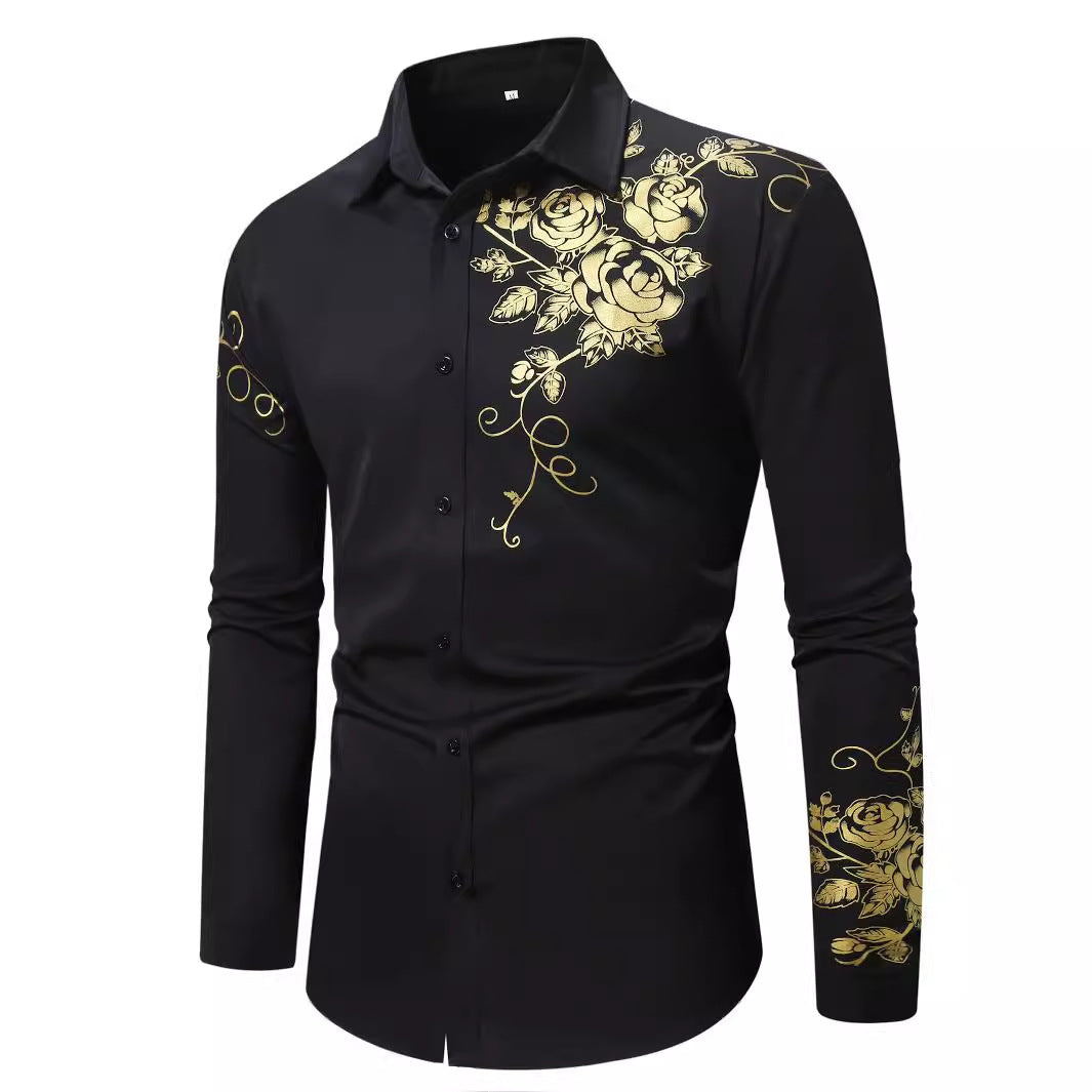 Herren Langarmhemd mit floralem Design R&B