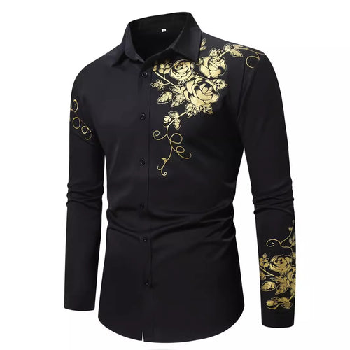 Herren Langarmhemd mit floralem Design R&B