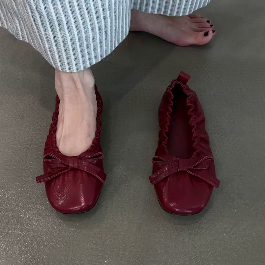 Damen Ballerina-Schuhe mit gerafftem Design und verspieltem Schleifendetail R&B
