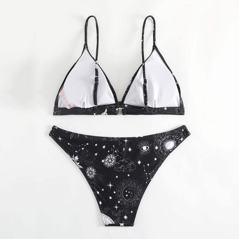 Damen Triangel-Bikini mit galaxy-inspiriertem Design und verstellbaren Trägern R&B