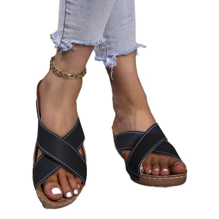 Damen Komfortable Clogs mit trendigem Überkreuz-Riemen R&B