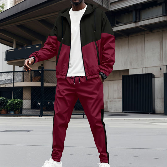 Herren Sportanzug mit modernem Farbblock-Design und atmungsaktiven Materialien R&B