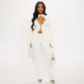 Damen Cut-Out Jumpsuit mit elegantem Stehkragen und figurbetontem Schnitt R&B