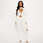 Damen Cut-Out Jumpsuit mit elegantem Stehkragen und figurbetontem Schnitt R&B