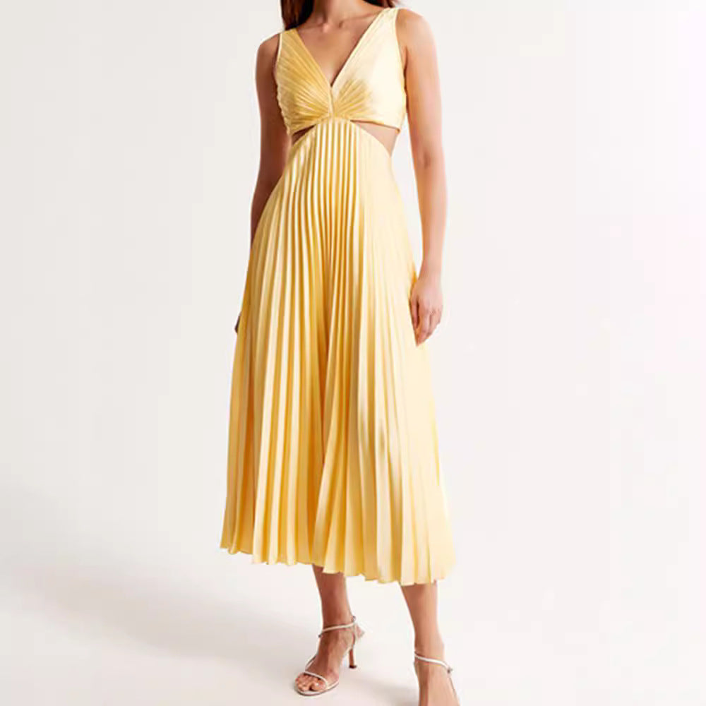 Damen Elegantes Maxikleid mit V-Ausschnitt und raffinierten Drapierungen R&B
