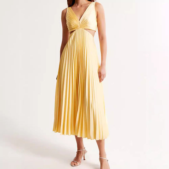 Damen Elegantes Maxikleid mit V-Ausschnitt und raffinierten Drapierungen R&B