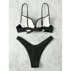 Damen Bikini-Set mit tiefem V-Ausschnitt und gepolstertem Bustier R&B