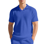 Herren Kurzarm Poloshirt mit strukturiertem Design und modernem Stehkragen R&B
