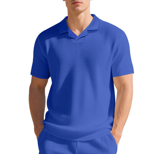 Herren Kurzarm Poloshirt mit strukturiertem Design und modernem Stehkragen R&B
