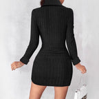 Damen Strickkleid mit V-Ausschnitt und Knopfdetails R&B