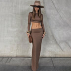 Damen Elegantes Maxikleid mit raffiniertem Cut-Out und hochgeschlossenem Design R&B